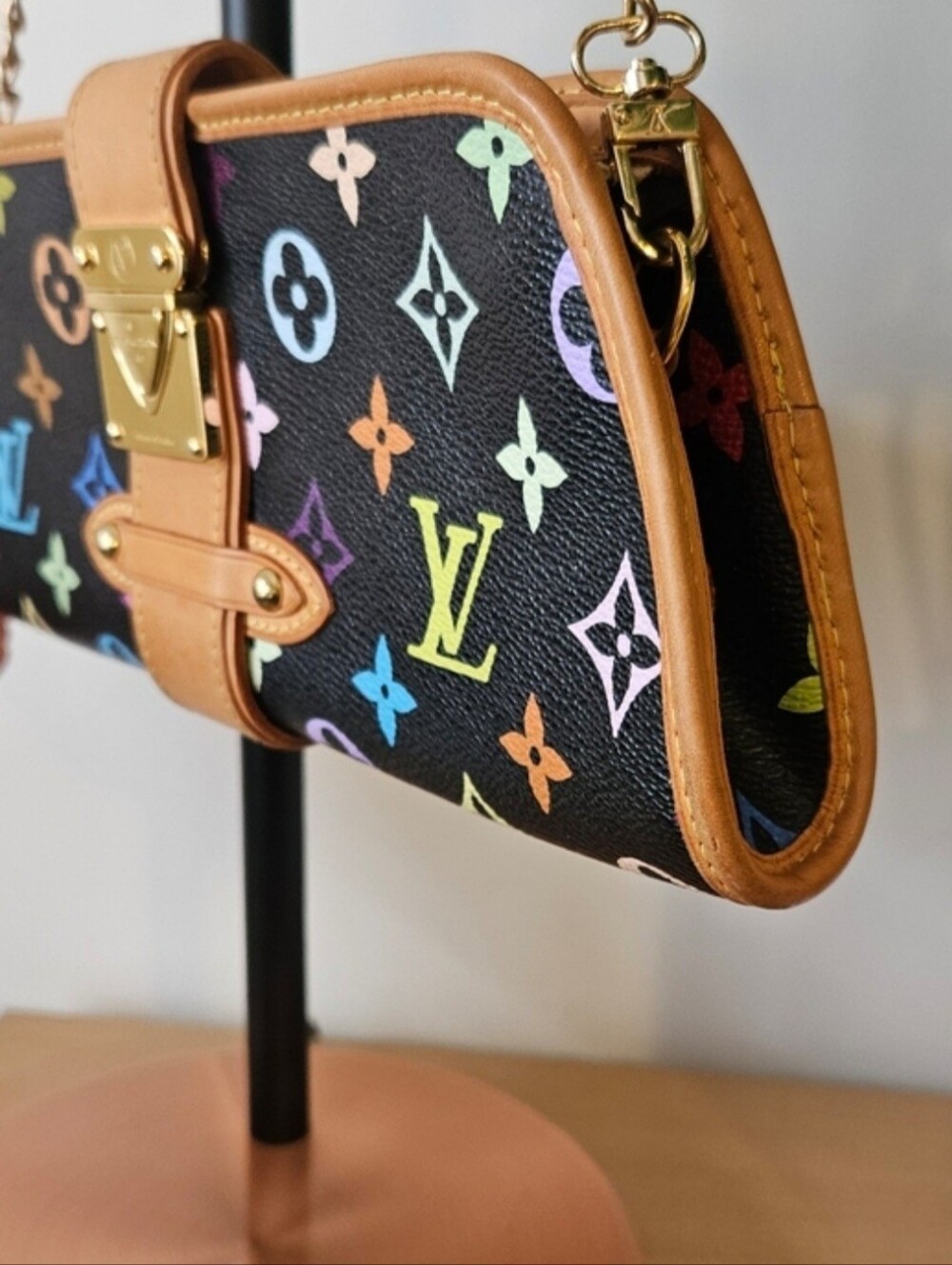 Louis Vuitton x Takashi Murakami RARE Black Multicolor Monogram Shirley Clutch - Picture 6 of 14